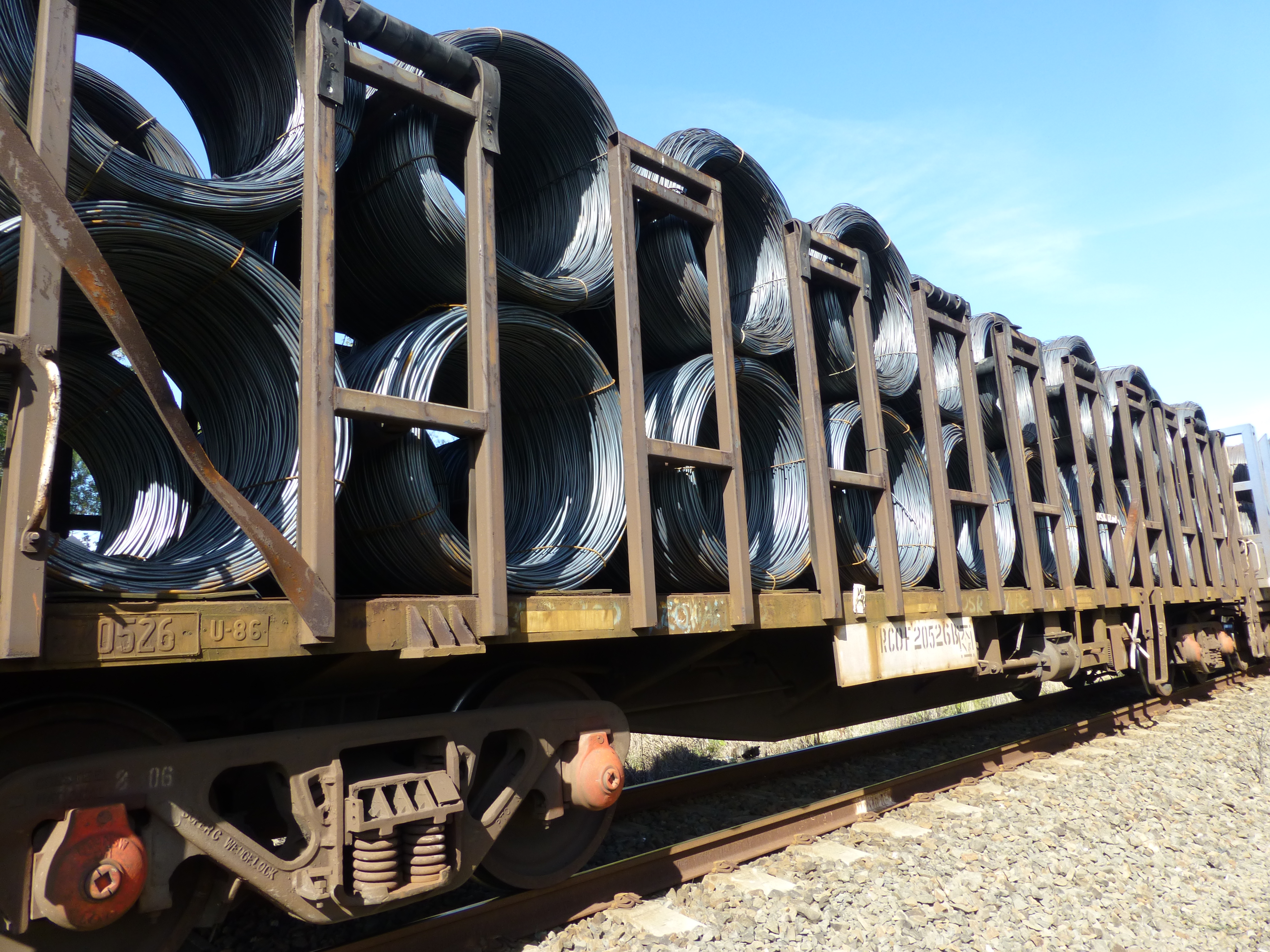 Figure 2: Loaded wagon RCOF20526B on train 3WB3 carrying rod-in-coil product